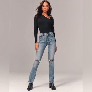 Abercrombie & Fitch 90s Skinny High Rise Jeans, distressed light wash, size 25 S